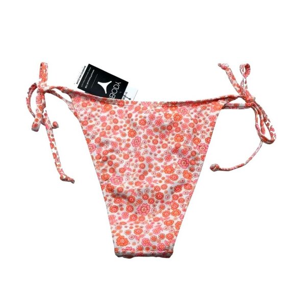 Cotton On G-string Tie Side Brazilian Bikini Bottom Swimwear Retro Ditsy Pink M - Picture 5 of 6